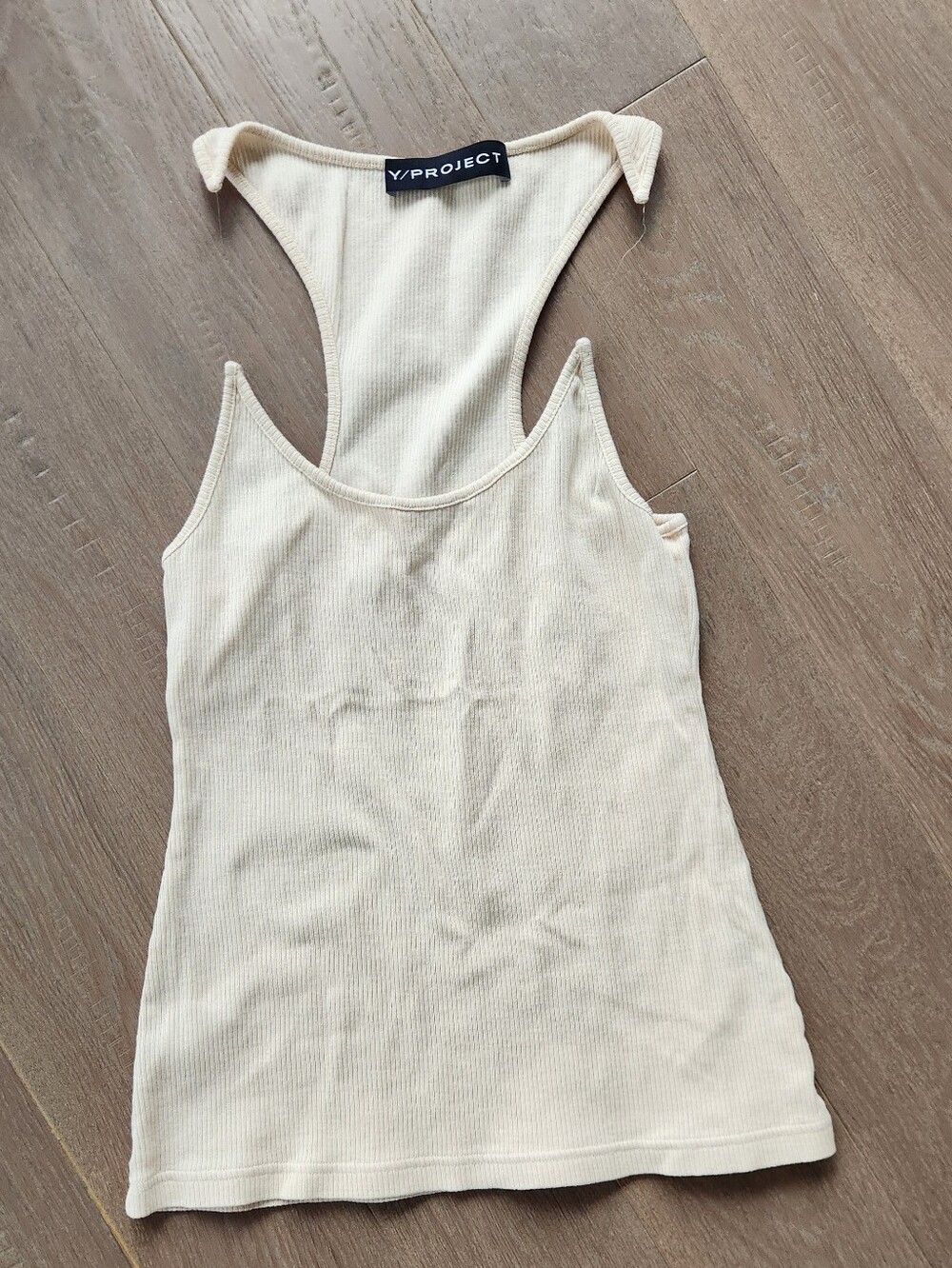 Y/Project Cream Ribbed Racerback Tank